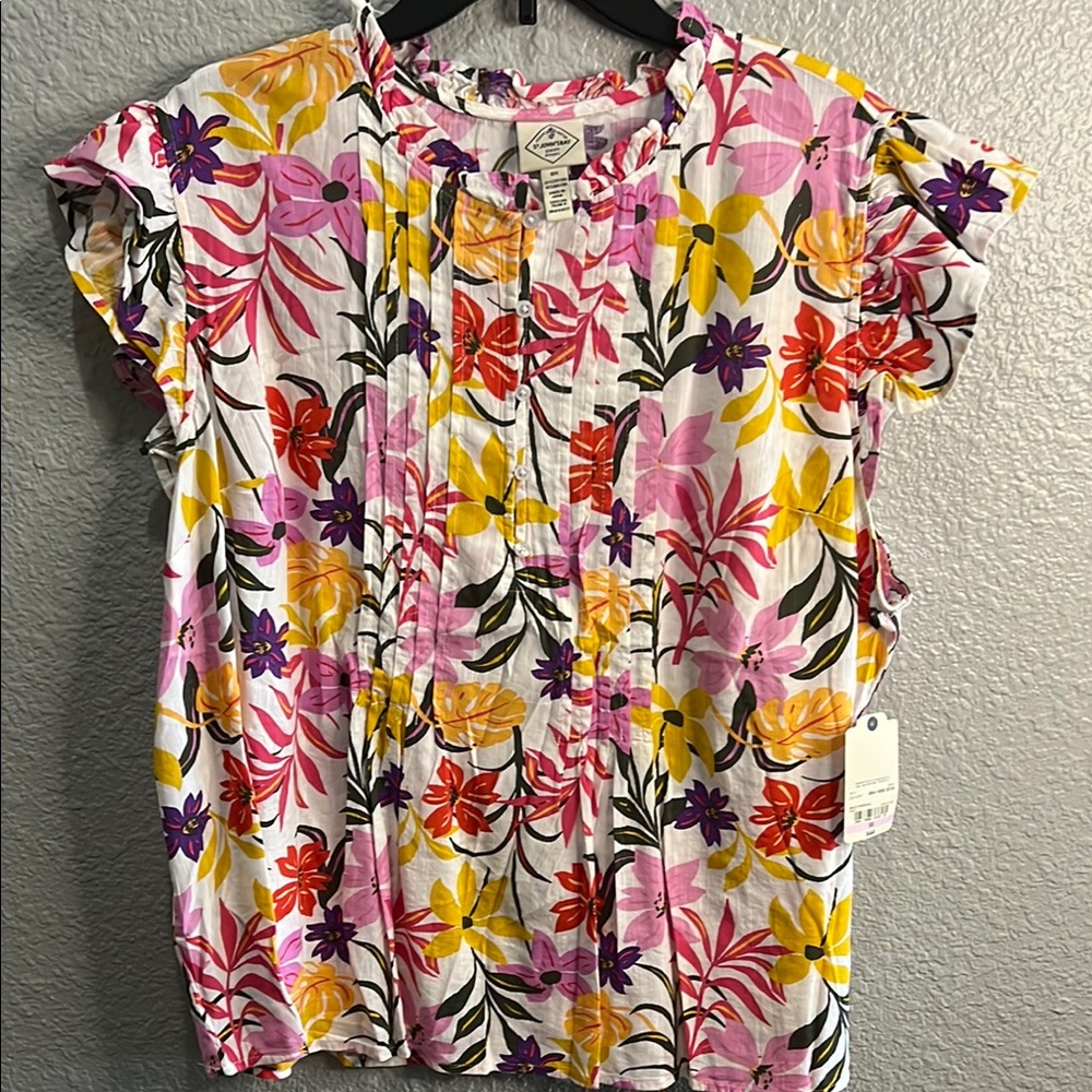 St. John Bay Floral Women's Top - Size 0X Multicolor NWT